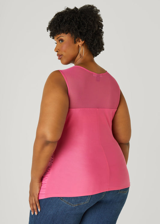 Striped Mesh Paneled Top