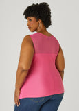 Striped Mesh Paneled Top