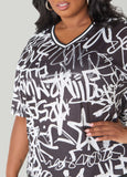 Graffiti Print Mesh Jersey