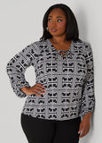 Lace Up Geo Print Top