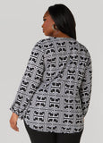Lace Up Geo Print Top