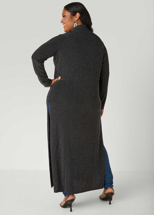 Button Front Metallic Duster