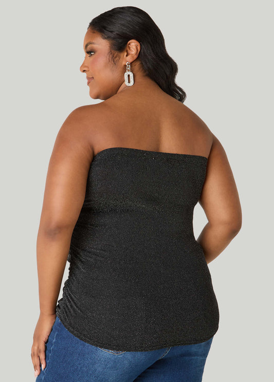 Ruched Metallic Tube Top