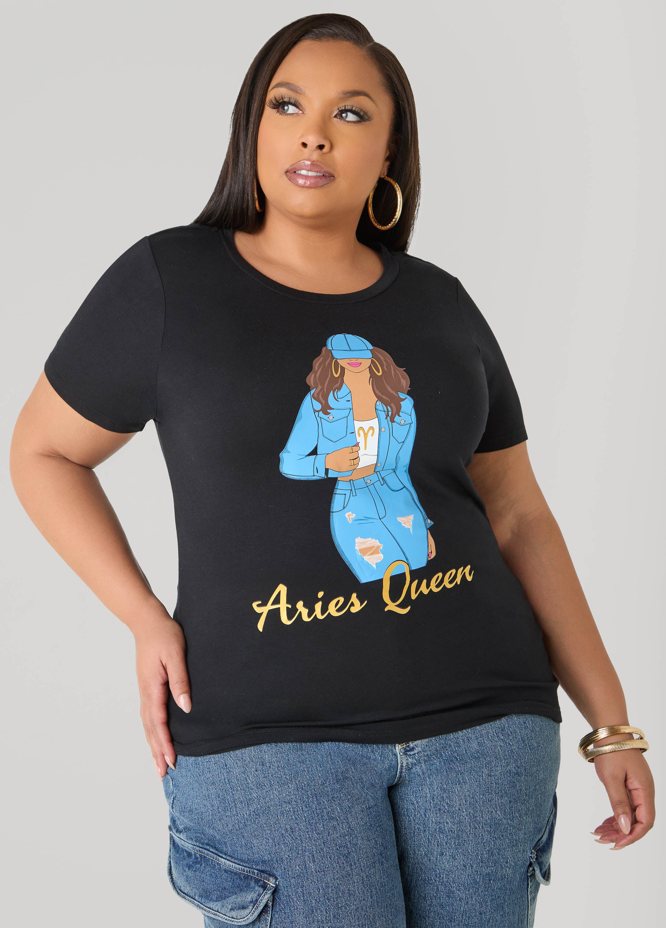 Metallic Aries Queen Graphic Tee