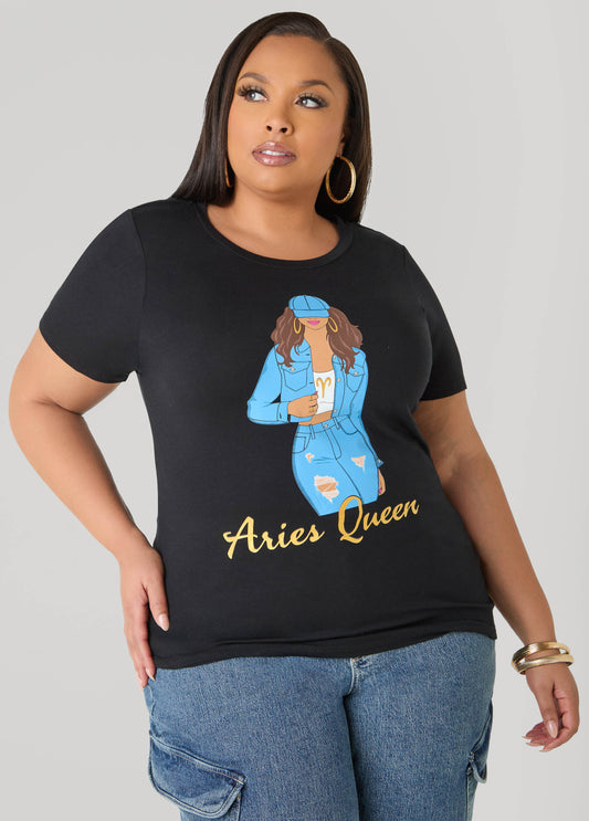 Metallic Aries Queen Graphic Tee
