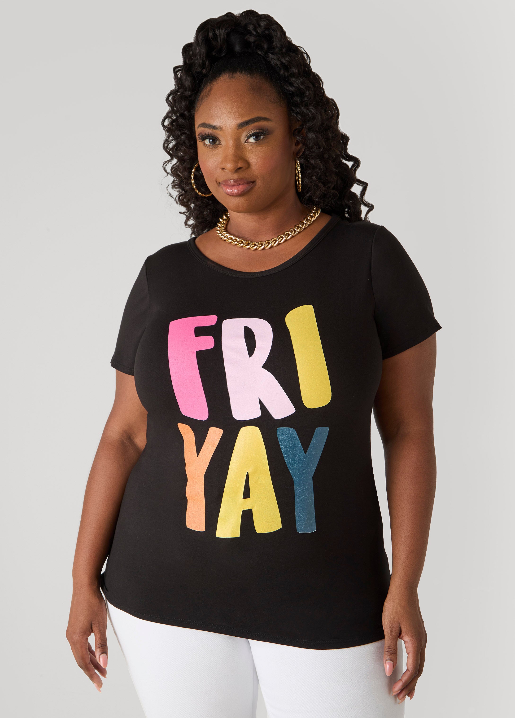 Plus Size FRIYAY Graphic Tee Plus Size T Shirt Plus Size Top