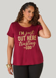 Out Here Trusting God Glittered Tee