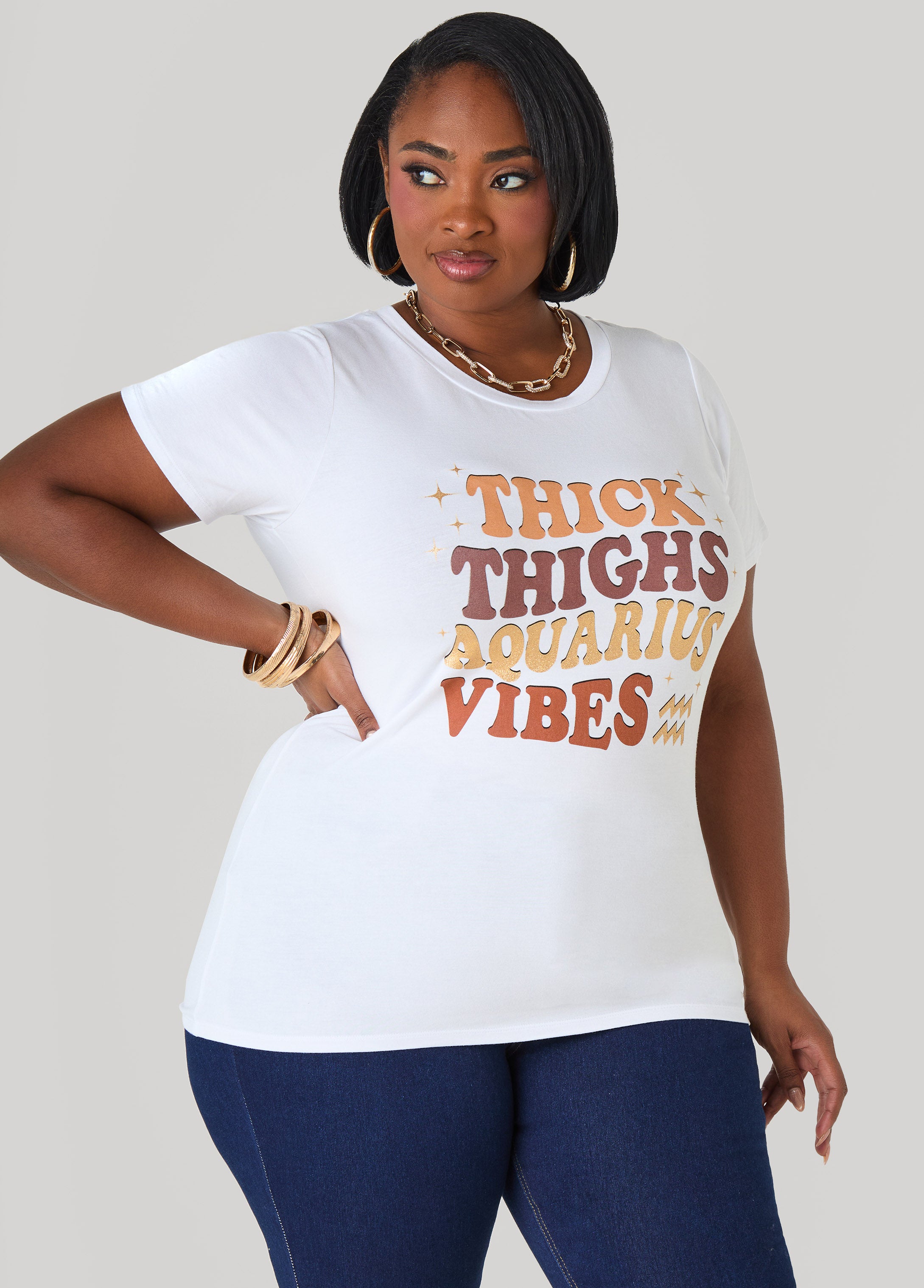 Aquarius Glittered Graphic Tee