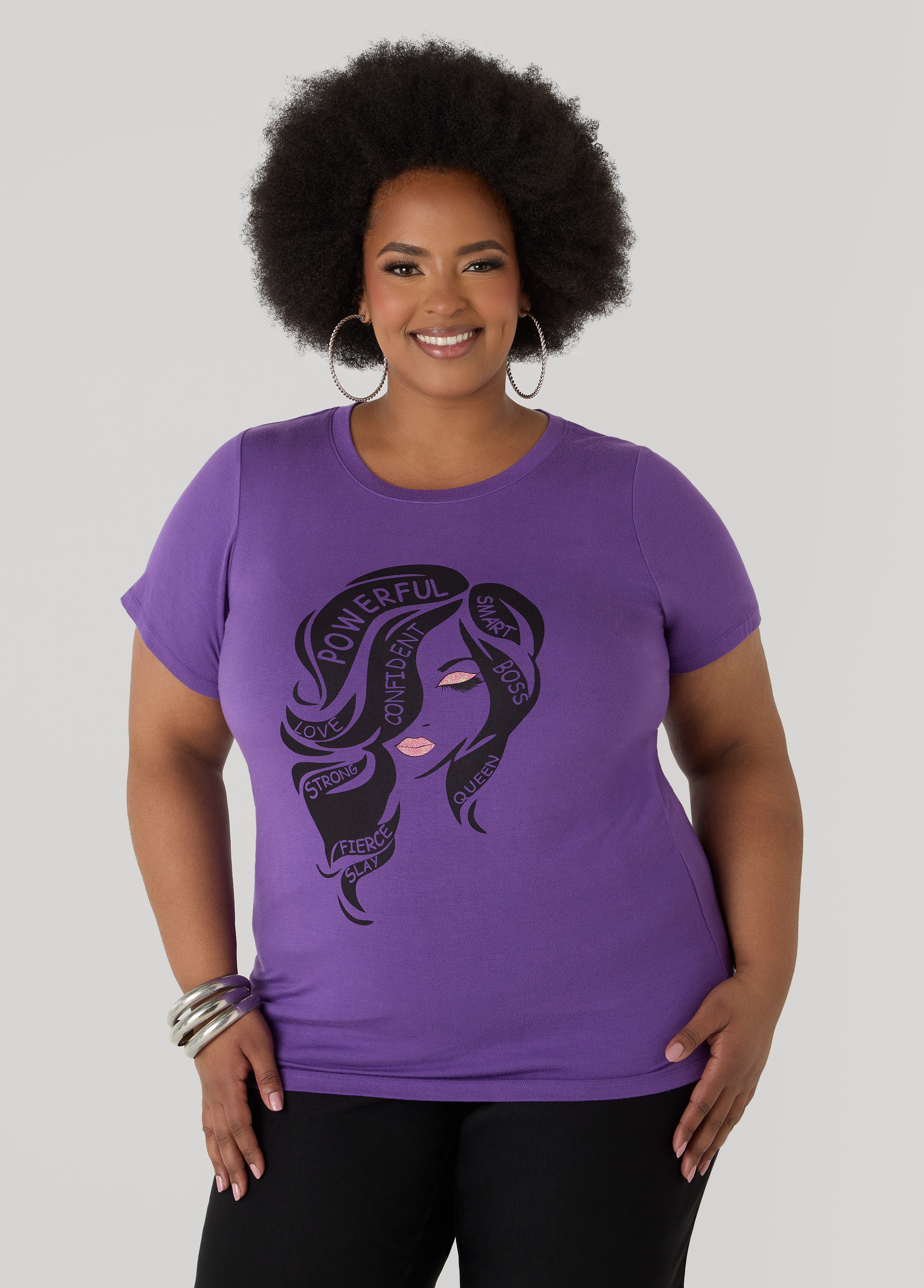 Powerful Glittered Graphic Tee