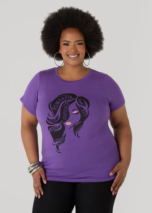 Powerful Glittered Graphic Tee