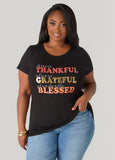Plus Size Thankful Metallic Graphic Tee