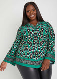 Plus Size animal print v neck top plus size knitted top