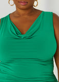 Cowl Neck Ruched Knit Top