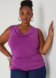 Cowl Neck Ruched Knit Top
