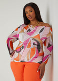 Off The Shoulder Abstract Mesh Top