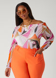 Plus Size Off The Shoulder Abstract Mesh Top