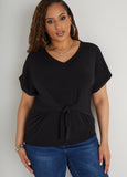 Tie Front Stretch Knit Top