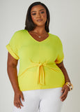 Tie Front Stretch Knit Top