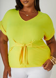 Tie Front Stretch Knit Top