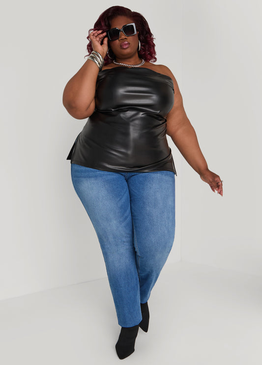 Faux Leather Tube Top