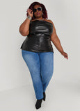 Faux Leather Tube Top