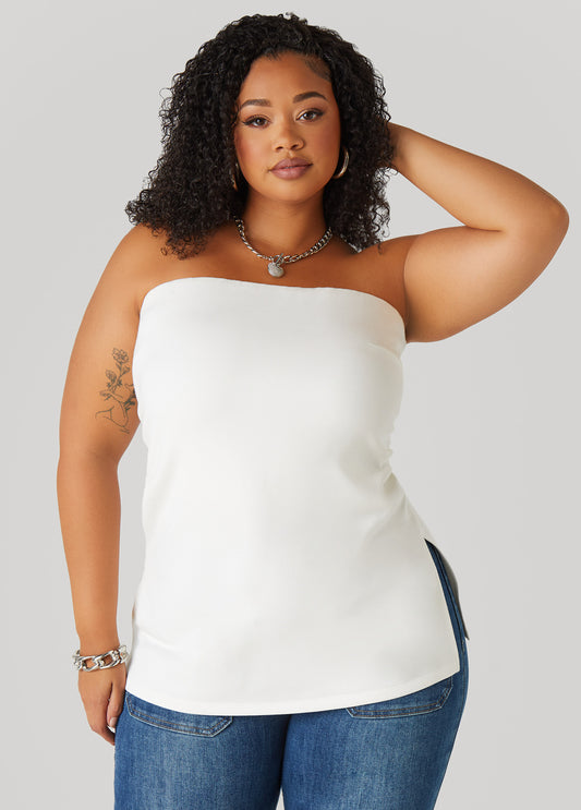 Plus Size Split Side Tube Top
