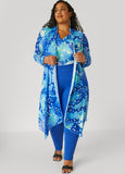 Plus Size Open Front Abstract Mesh Duster