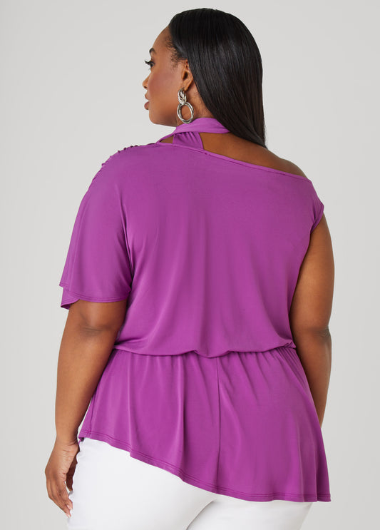 Tie Neck Peplum Top