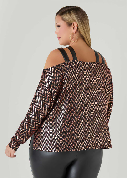 Cold Shoulder Metallic Top