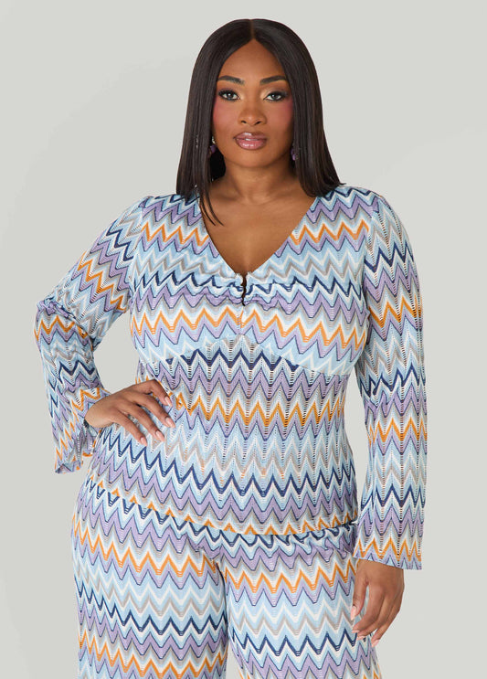 U Ring Chevron Knit Top