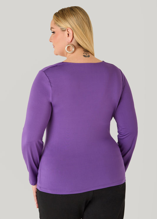 Embellished Draped Knit Top