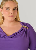 Embellished Draped Knit Top
