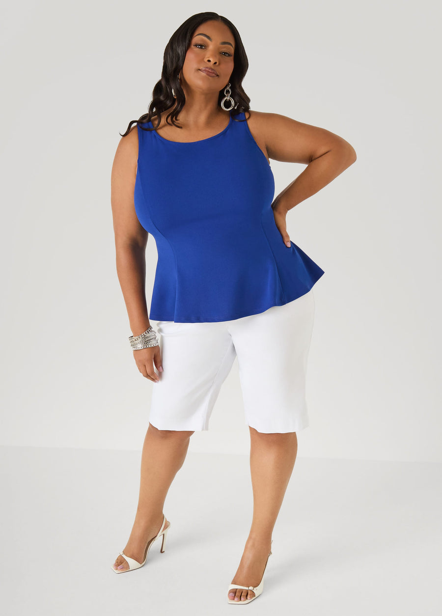 Stretch Crepe Peplum Top