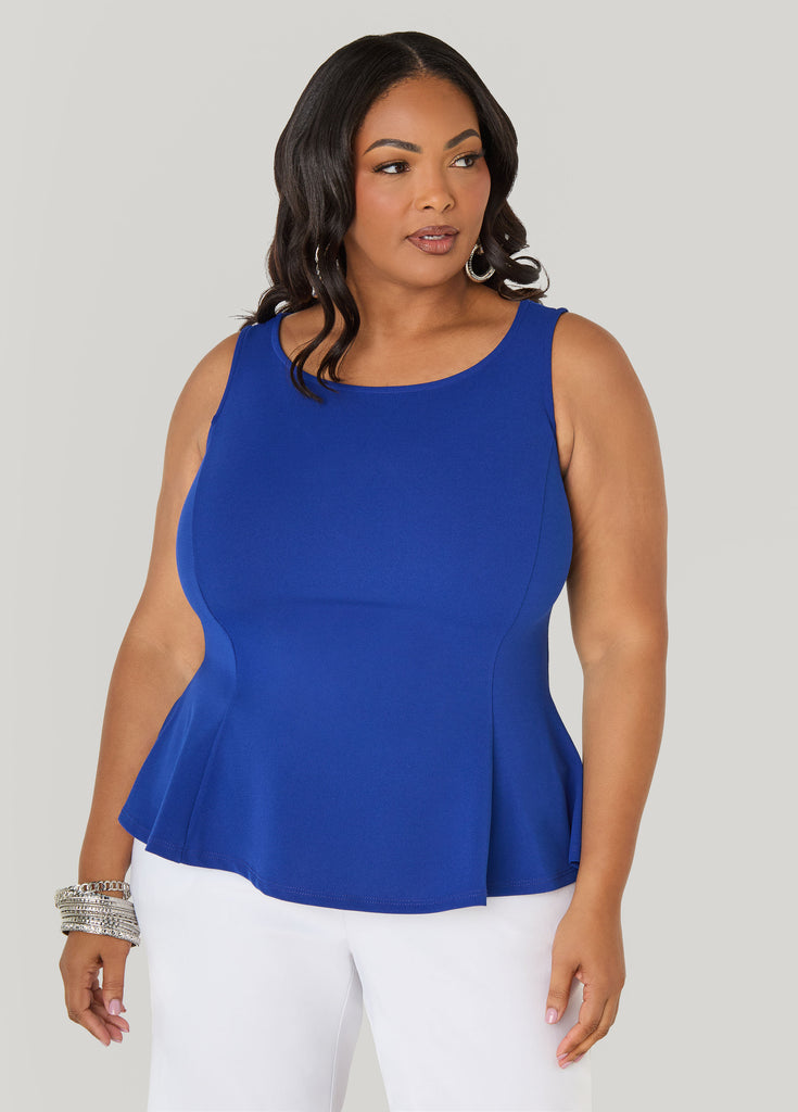 Stretch Crepe Peplum Top – Ashley Stewart