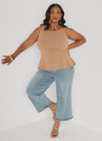 Stretch Crepe Peplum Top