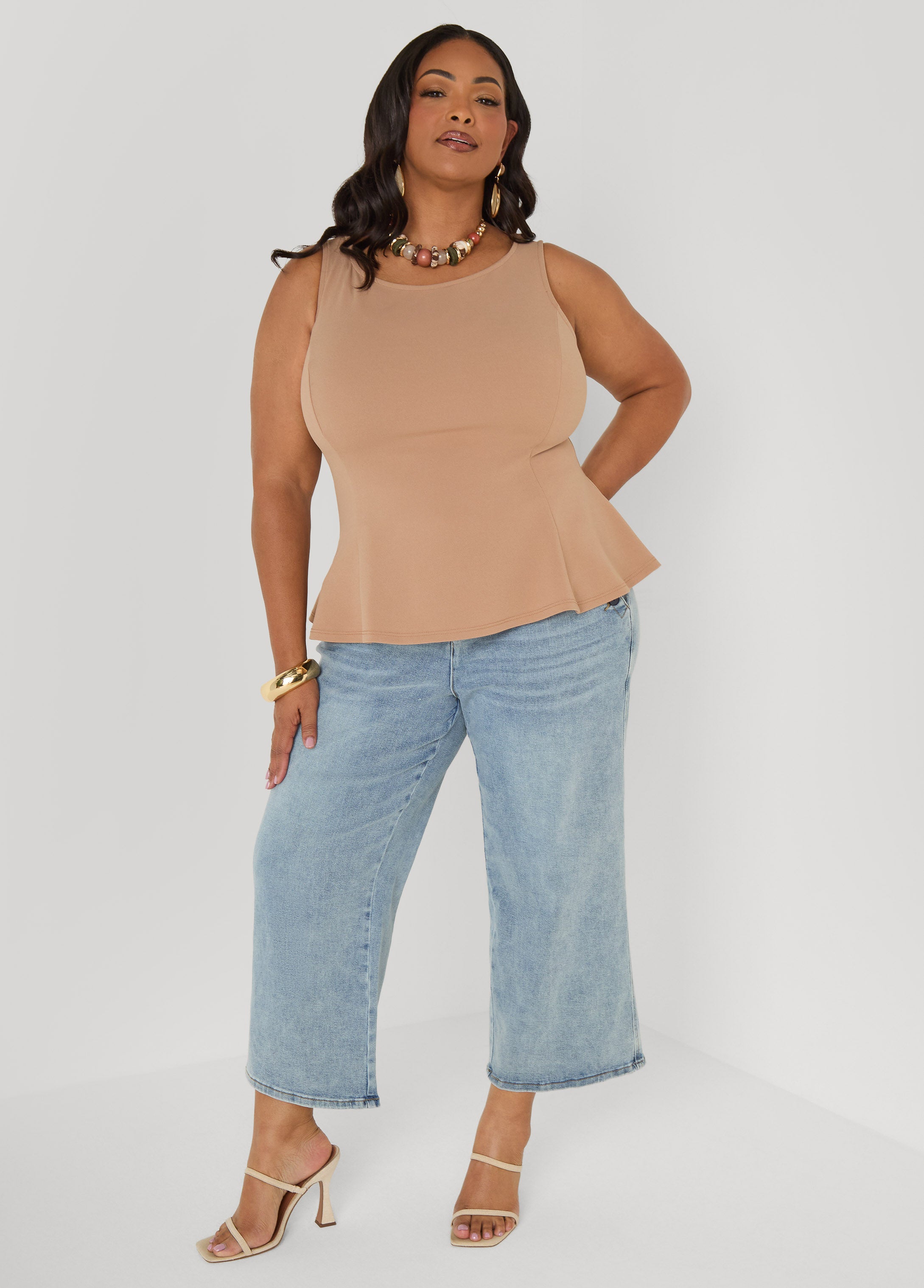 Stretch Crepe Peplum Top