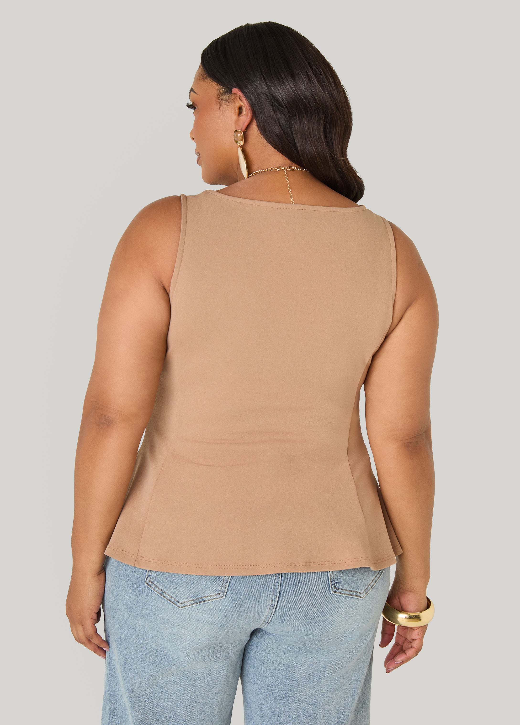 Stretch Crepe Peplum Top