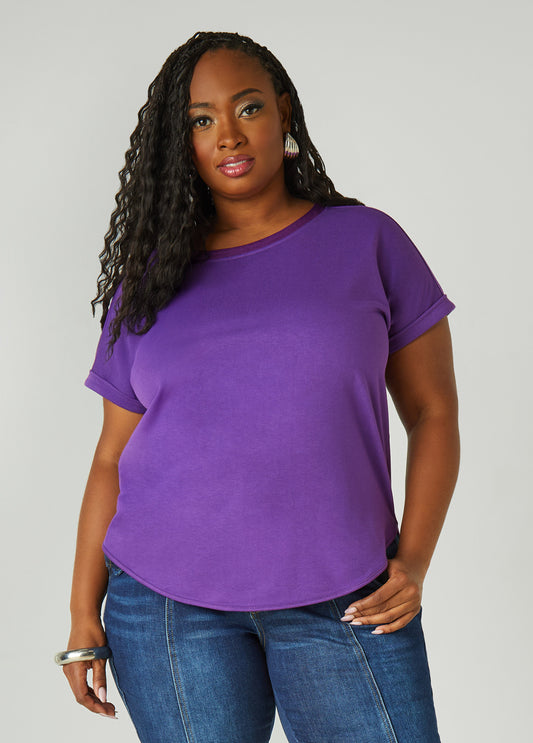 Satin Trimmed French Terry Tee