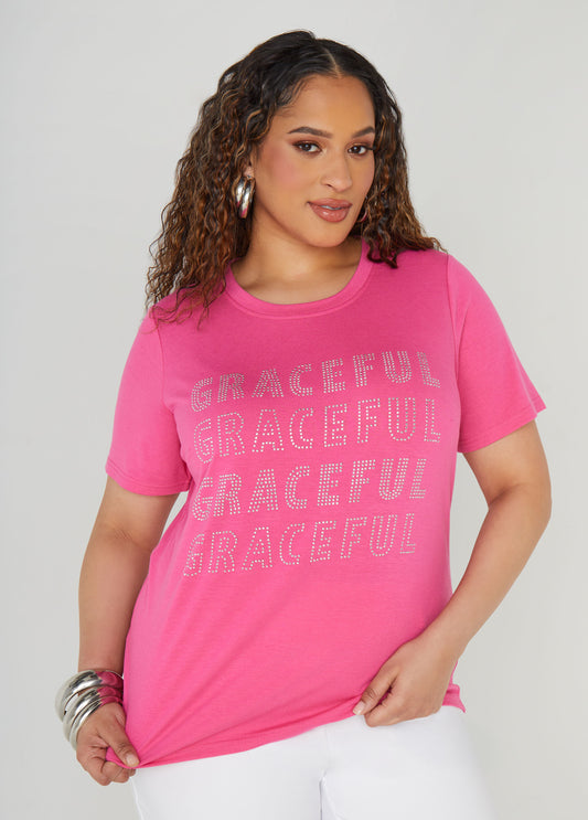 Plus Size Studded Graceful Tee