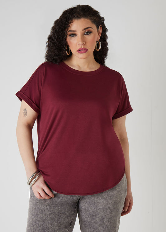 Plus Size Cuffed French Terry Top