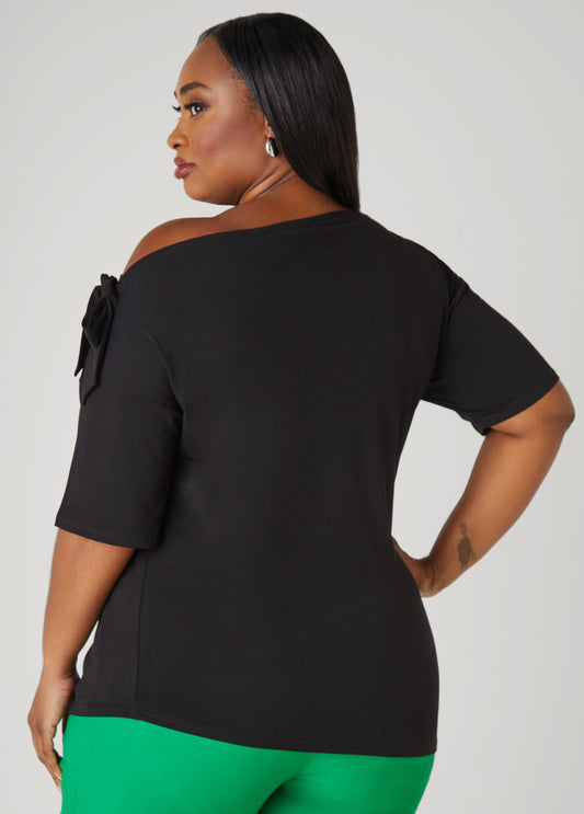 Bow Embellished One Shoulder Top