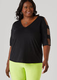 Cutout Sleeve Jersey Top