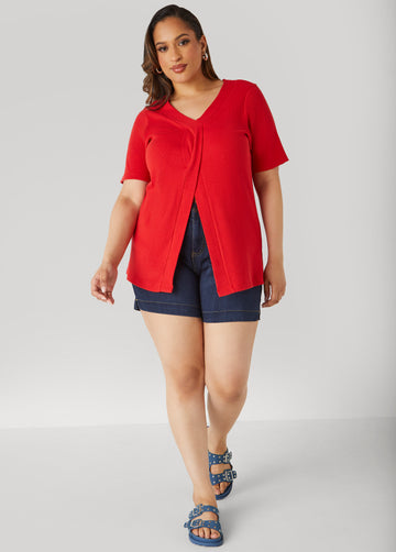 Split Front Ribbed Top