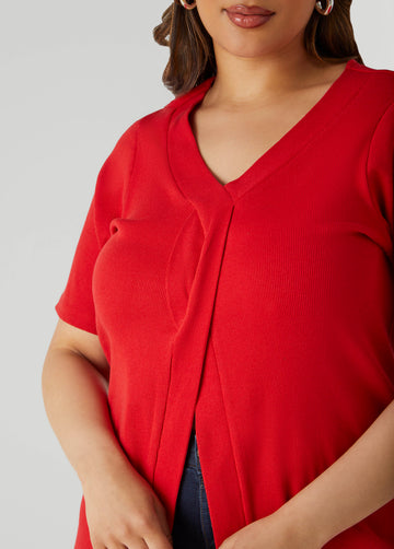 Split Front Ribbed Top