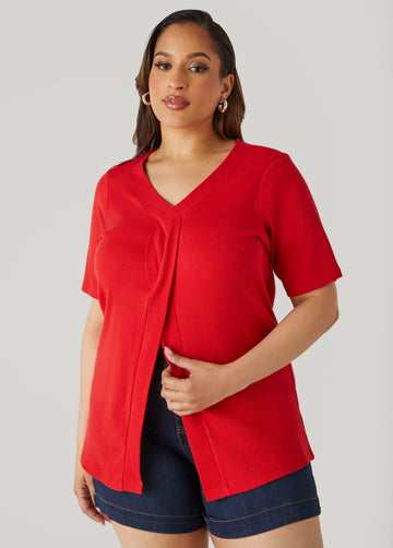 Split Front Ribbed Top