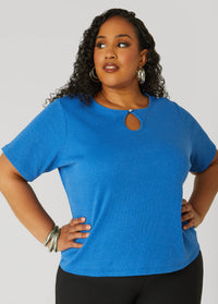 Crystal Keyhole Ribbed Top
