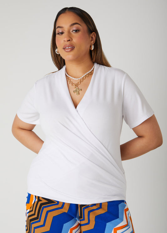 Jersey Faux Wrap Top