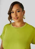 Cuffed Metallic Trimmed Tee