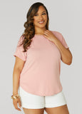 Cuffed Metallic Trimmed Tee