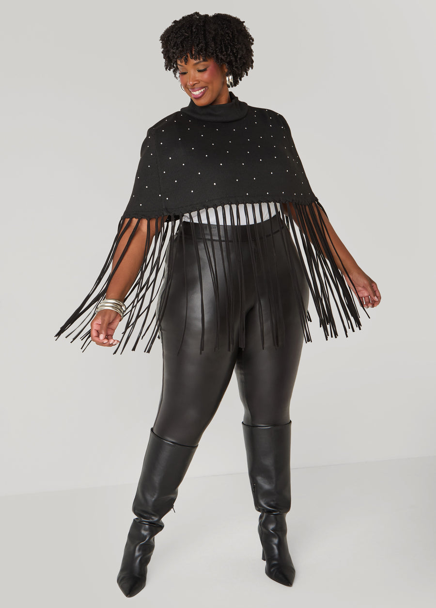 Plus Size Fringed Crystal Cape